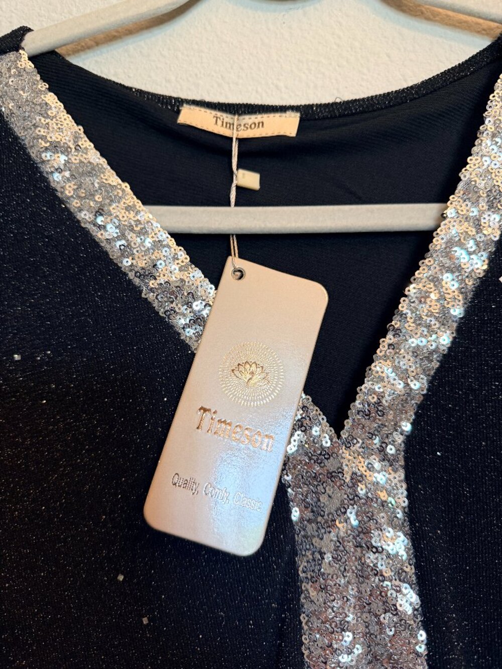 New Black Shimmer Dress Top- XL with tags